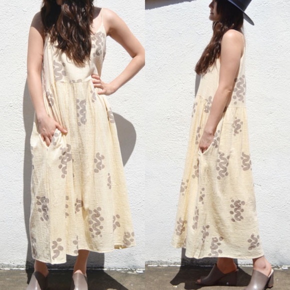 see sun Dresses & Skirts - See Sun Vanilla Field Dress pleated sundress cream neutral cotton